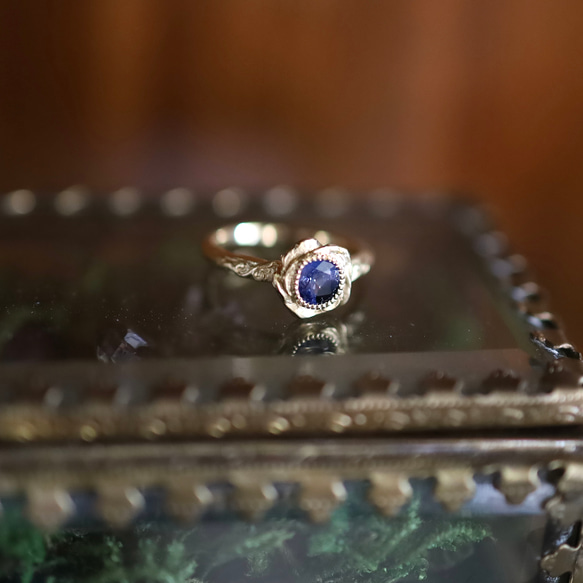 K18YG ホロウブルーローズリング 20枚目の画像