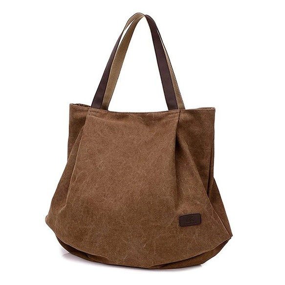 帆布 ファスナー付き2WAYトートバッグ カジュアル通勤ショルダーバッグ 大容量A4サイズ 特集掲