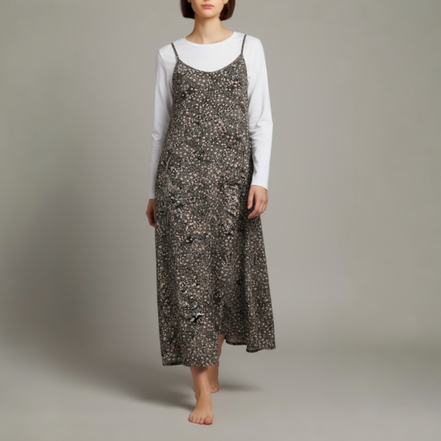 キャミソールワンピース【送料込み】着物リメイク　ネイビー