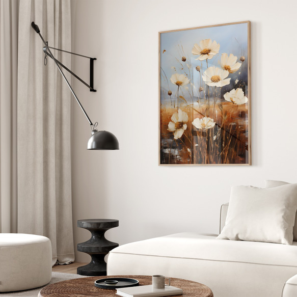 アートポスター ナチュラルフラワー 野に咲く花 秋桜 テクスチャーアート 北欧インテリア  6714 4枚目の画像