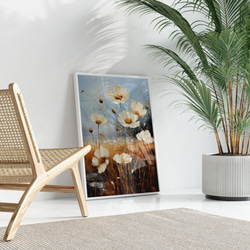 アートポスター ナチュラルフラワー 野に咲く花 秋桜 テクスチャーアート 北欧インテリア  6714 7枚目の画像