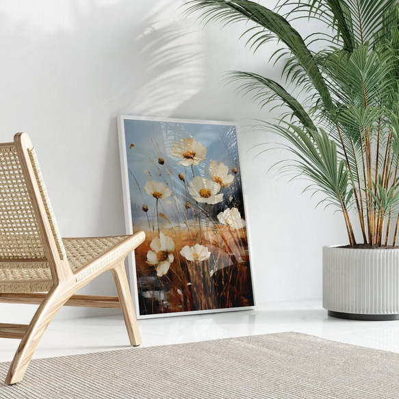 アートポスター ナチュラルフラワー 野に咲く花 秋桜 テクスチャーアート 北欧インテリア  6714 7枚目の画像