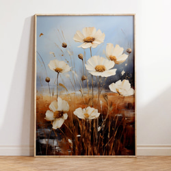 アートポスター ナチュラルフラワー 野に咲く花 秋桜 テクスチャーアート 北欧インテリア  6714 1枚目の画像