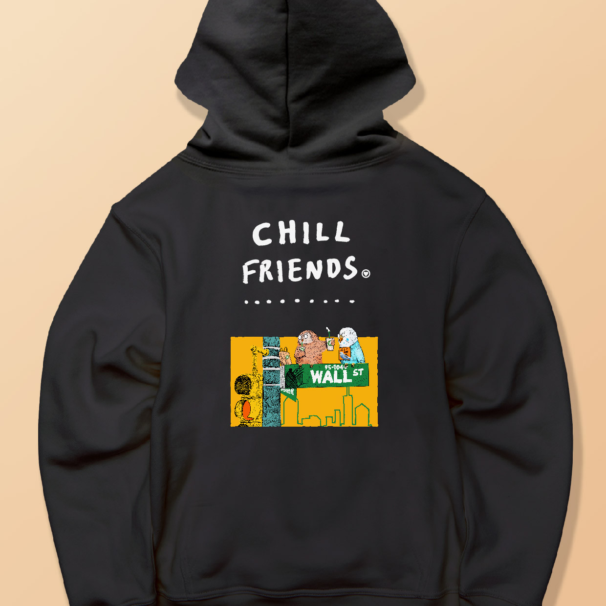 「CHILL FRIENDS フクロウとインコ」しっかりコットン生地/フルジップパーカー/送料無料