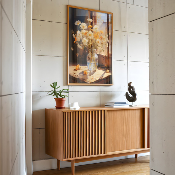 アートポスター 花瓶と花 オレンジ 白 上品 静物画 カフェ風 ボタニカル インテリア 6715 13枚目の画像