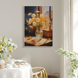アートポスター 花瓶と花 オレンジ 白 上品 静物画 カフェ風 ボタニカル インテリア 6715 9枚目の画像