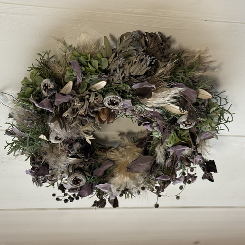 リース クリスマス パンパスグラス ワイルドフラワー ドライ 24cm 玄関