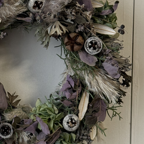 リース クリスマス パンパスグラス ワイルドフラワー ドライ 24cm 玄関