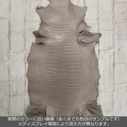 ワニ革 クロコ 半艶マット  グレージュ　No.C008893 2枚目の画像