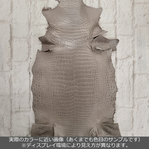 ワニ革 クロコ 半艶マット  グレージュ　No.C008893 2枚目の画像