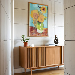 アートポスター ひまわり  花瓶とテーブル 静物画 レトロ可愛い 油絵風 モダンアート  6716 13枚目の画像