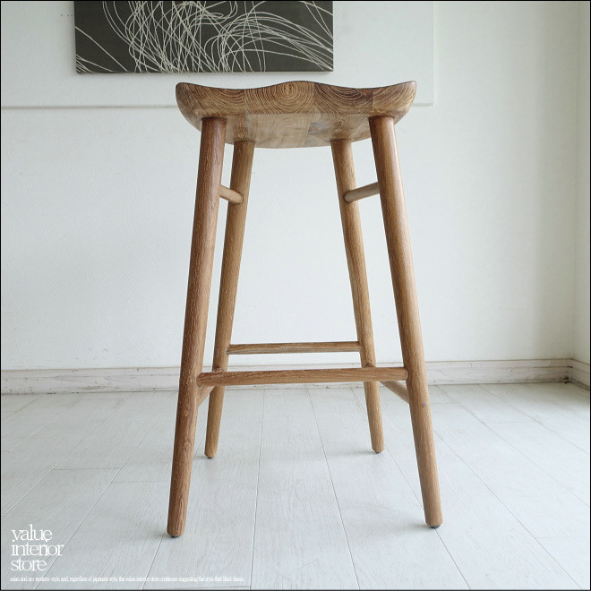 チーク無垢材 バースツールBol/NR 椅子 カウンターチェア ハイスツール イス 素朴 ナチュラルインテリア 三大銘木