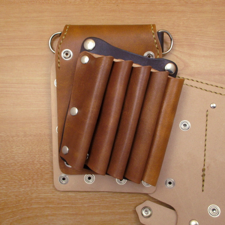 本革　５丁差し シザーケース (手染めキャメル×ナチュラル)　SCA-82/NCA