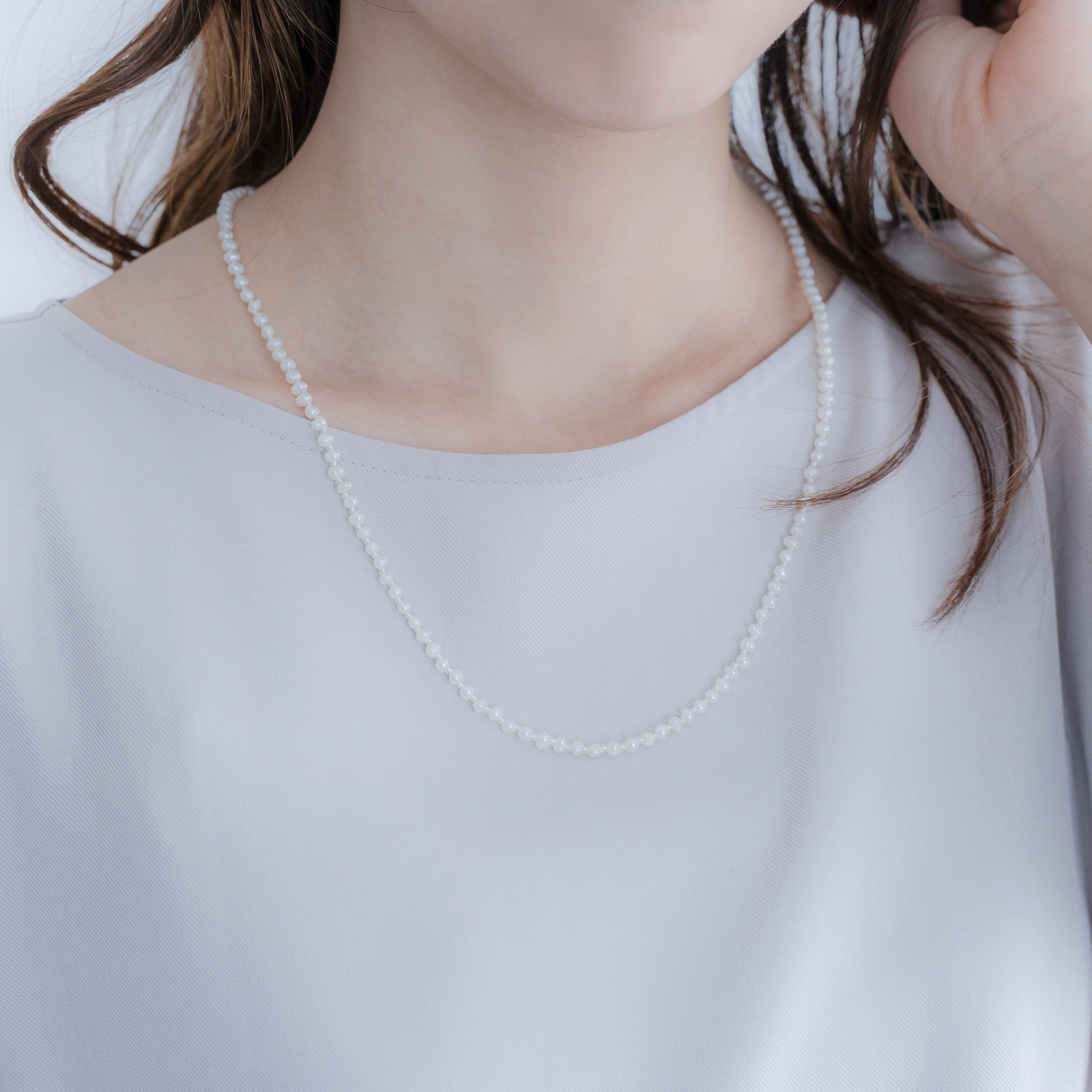 【ベビー淡水パール】＊56cm＊セミロングネックレス 4,240円