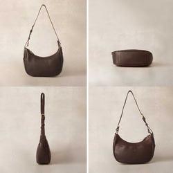 女士真皮兩用肩背包/手提包，新月形，粉米色，HAB041-MO 第15張的照片