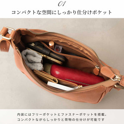 女士真皮兩用肩背包/手提包，新月形，粉米色，HAB041-MO 第4張的照片