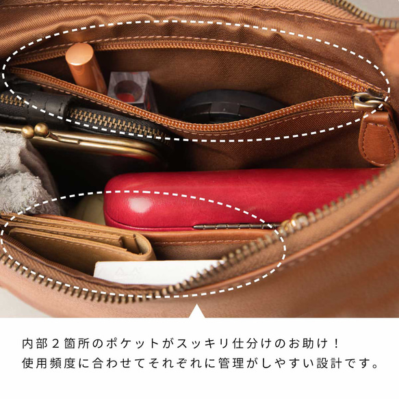 女士真皮兩用肩背包/手提包，新月形，粉米色，HAB041-MO 第6張的照片