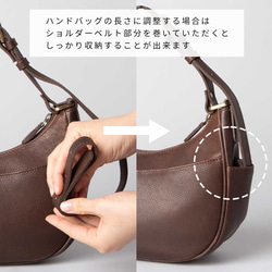 女士真皮兩用肩背包/手提包，新月形，粉米色，HAB041-MO 第12張的照片