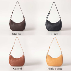 女士真皮兩用肩背包/手提包，新月形，粉米色，HAB041-MO 第17張的照片