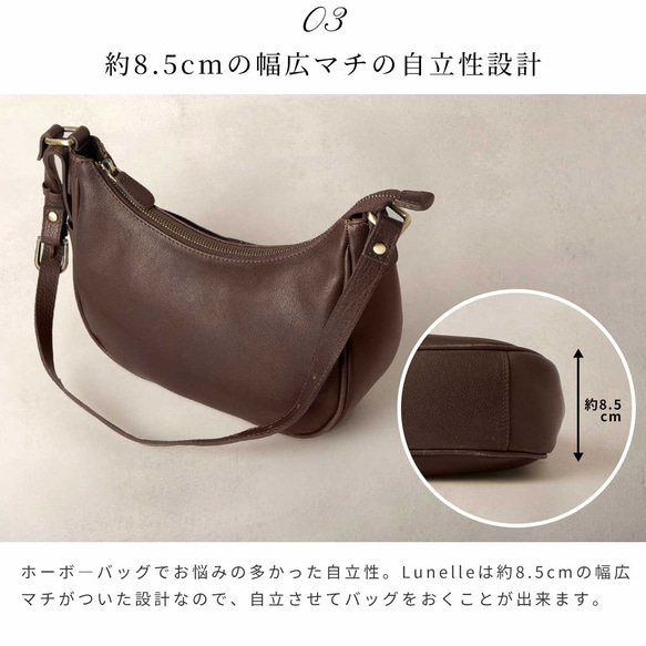 女士真皮兩用肩背包/手提包，新月形，粉米色，HAB041-MO 第9張的照片