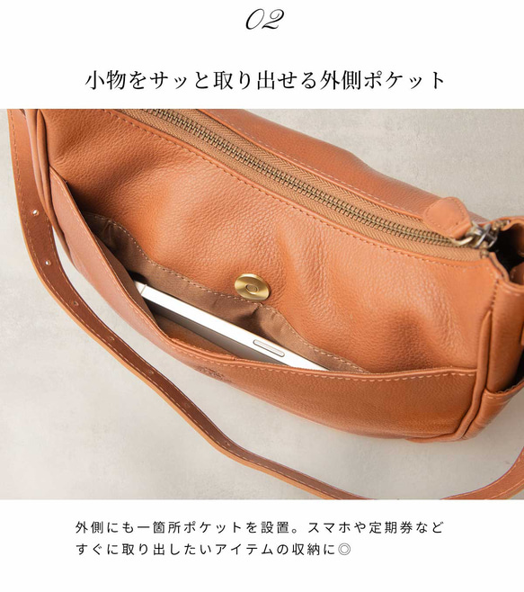 女士真皮兩用肩背包/手提包，新月形，粉米色，HAB041-MO 第8張的照片