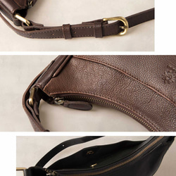 女士真皮兩用肩背包/手提包，新月形，粉米色，HAB041-MO 第13張的照片