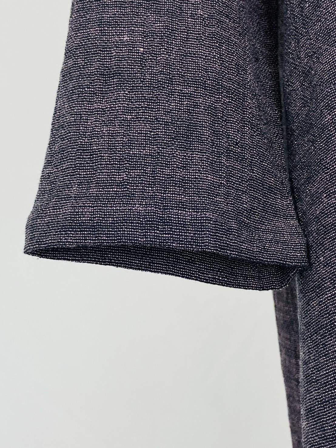 【遠州織物】  ひねり襟のチュニック　紫系　うすで楊柳　天然素材