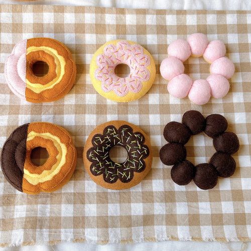 フェルトおままごと フェルトドーナツ いちごチョコ おもちゃ・人形