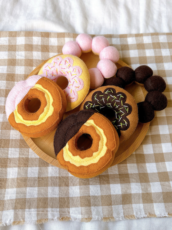フェルトおままごと フェルトドーナツ いちごチョコ おもちゃ・人形