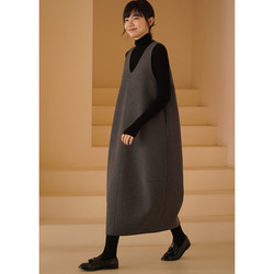 【倉庫整理SALE】★特別価格6000円送料込み★ウール混紡地厚ノースリーブワンピース　グレー　S-L#617-M 9枚目の画像