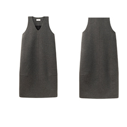 【倉庫整理SALE】★特別価格6000円送料込み★ウール混紡地厚ノースリーブワンピース　グレー　S-L#617-M 15枚目の画像