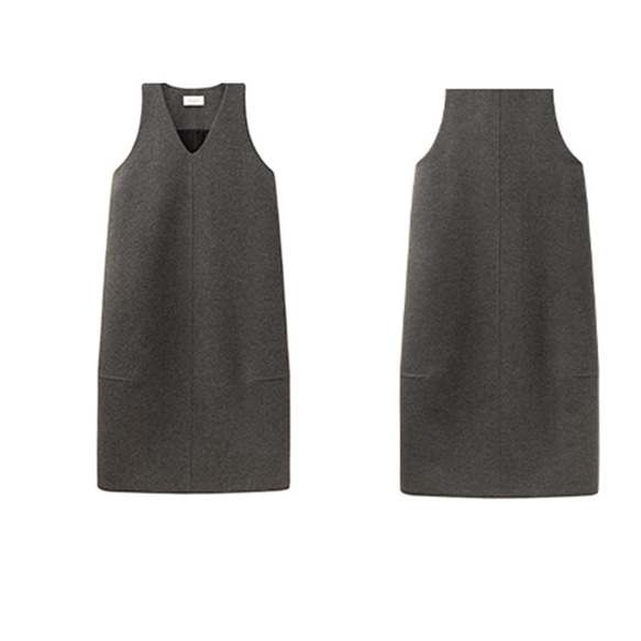 【倉庫整理SALE】★特別価格6000円送料込み★ウール混紡地厚ノースリーブワンピース　グレー　S-L#617-M 15枚目の画像