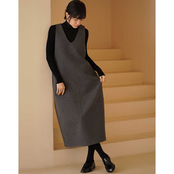 【倉庫整理SALE】★特別価格6000円送料込み★ウール混紡地厚ノースリーブワンピース　グレー　S-L#617-M 4枚目の画像