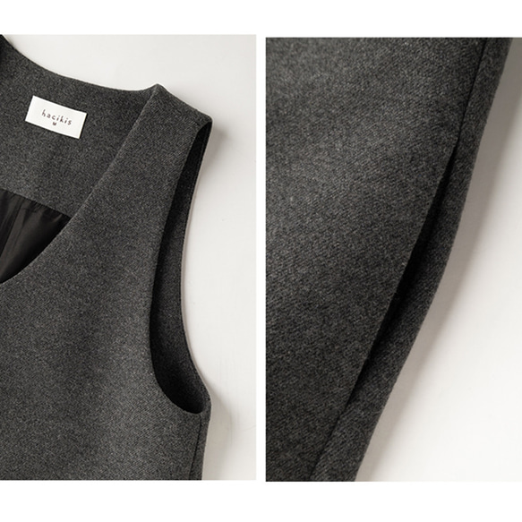 【倉庫整理SALE】★特別価格6000円送料込み★ウール混紡地厚ノースリーブワンピース　グレー　S-L#617-M 14枚目の画像