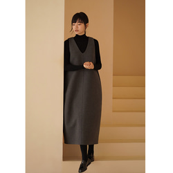 【倉庫整理SALE】★特別価格6000円送料込み★ウール混紡地厚ノースリーブワンピース　グレー　S-L#617-M 11枚目の画像