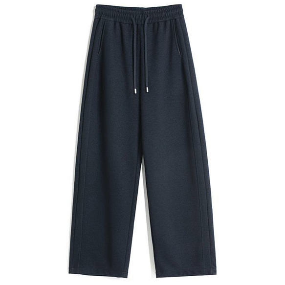 高密度のアセテートとウール混紡、ゆとりロングパンツ。ゴムウエストパンツ。2色L724 2枚目の画像