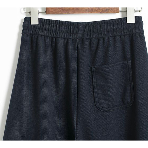 高密度のアセテートとウール混紡、ゆとりロングパンツ。ゴムウエストパンツ。2色L724 5枚目の画像
