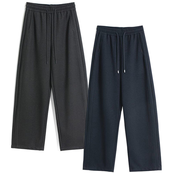 高密度のアセテートとウール混紡、ゆとりロングパンツ。ゴムウエストパンツ。2色L724 1枚目の画像