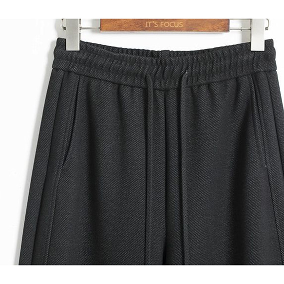 高密度のアセテートとウール混紡、ゆとりロングパンツ。ゴムウエストパンツ。2色L724 17枚目の画像