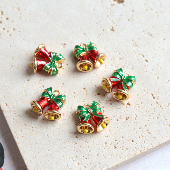 新作★立体　クリスマス　クリスマスベル　ベル　エポチャーム　ゴールド　 9枚目の画像