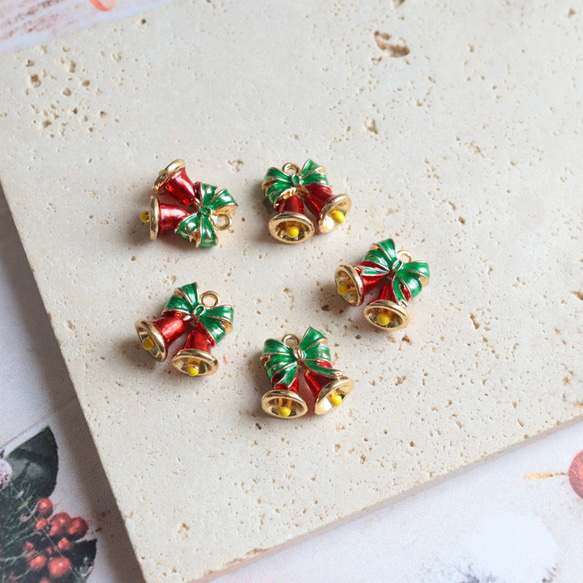 新作★立体　クリスマス　クリスマスベル　ベル　エポチャーム　ゴールド　 18枚目の画像