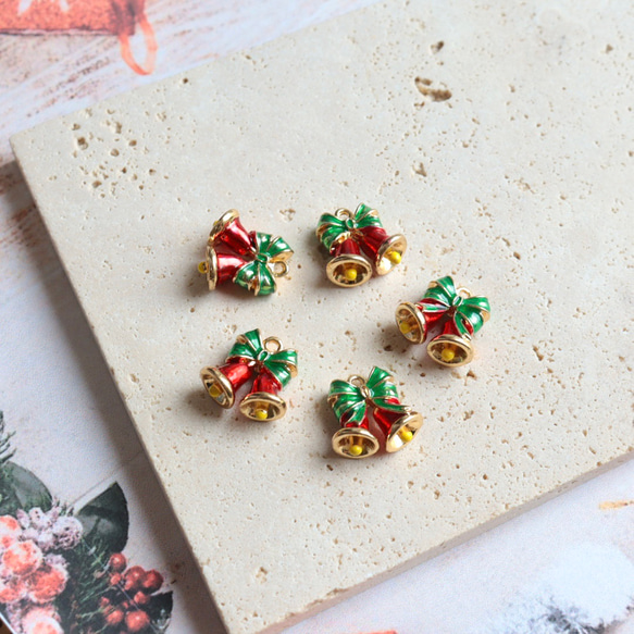 新作★立体　クリスマス　クリスマスベル　ベル　エポチャーム　ゴールド　 12枚目の画像