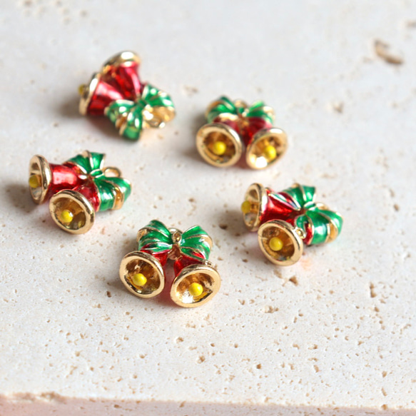 新作★立体　クリスマス　クリスマスベル　ベル　エポチャーム　ゴールド　 11枚目の画像