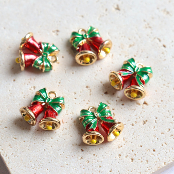 新作★立体　クリスマス　クリスマスベル　ベル　エポチャーム　ゴールド　 15枚目の画像