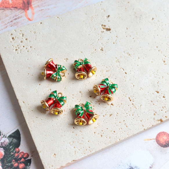 新作★立体　クリスマス　クリスマスベル　ベル　エポチャーム　ゴールド　 10枚目の画像