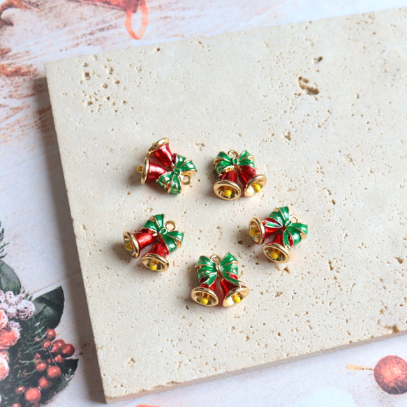 新作★立体　クリスマス　クリスマスベル　ベル　エポチャーム　ゴールド　 6枚目の画像