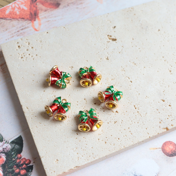 新作★立体　クリスマス　クリスマスベル　ベル　エポチャーム　ゴールド　 16枚目の画像