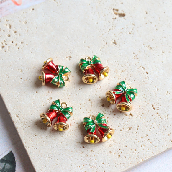 新作★立体　クリスマス　クリスマスベル　ベル　エポチャーム　ゴールド　 7枚目の画像