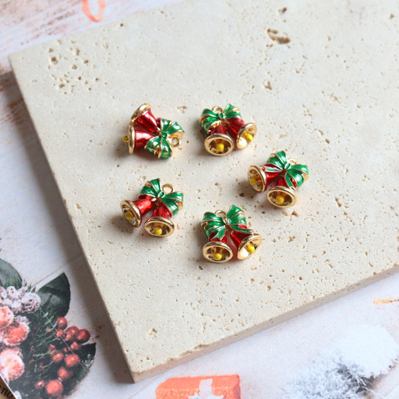 新作★立体　クリスマス　クリスマスベル　ベル　エポチャーム　ゴールド　 5枚目の画像