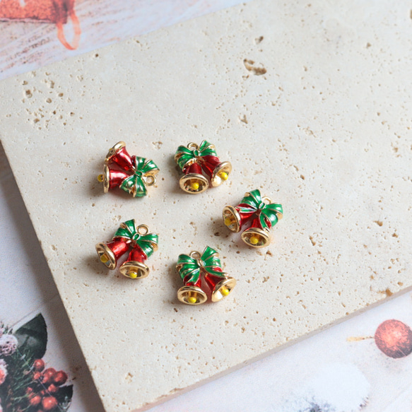 新作★立体　クリスマス　クリスマスベル　ベル　エポチャーム　ゴールド　 14枚目の画像